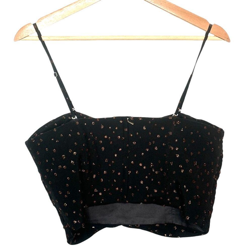 MNG Black Gold Swiss Dot Bustier Top - Size L - Picture 2 of 6